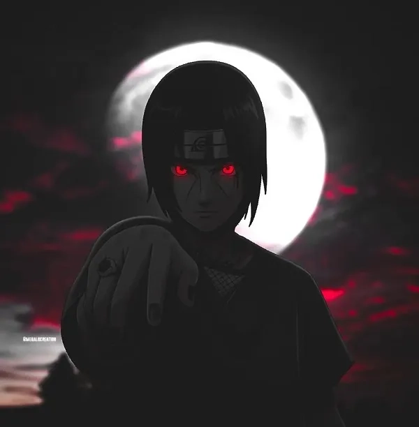 Hình xăm Sharingan Itachi thể hiện sự mạnh mẽ và bí ẩn của đôi mắt Sharingan.