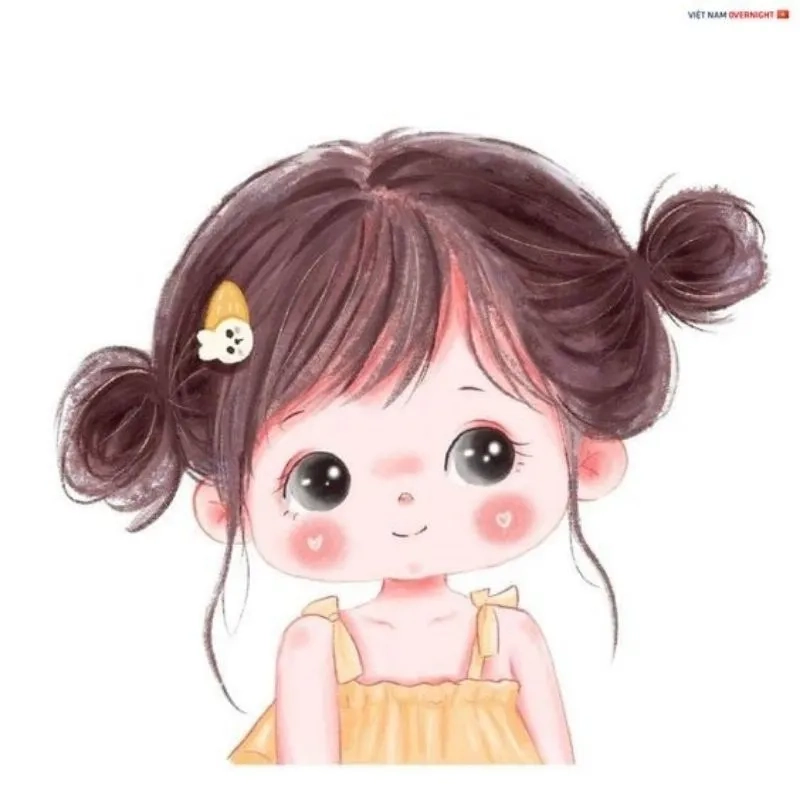 Hình nữ cute chibi tỏa sáng với vẻ đẹp dịu dàng và đáng yêu trong phong cách hoạt hình