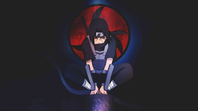 Hình Itachi thể hiện tính cách mạnh mẽ và quyết đoán của nhân vật.