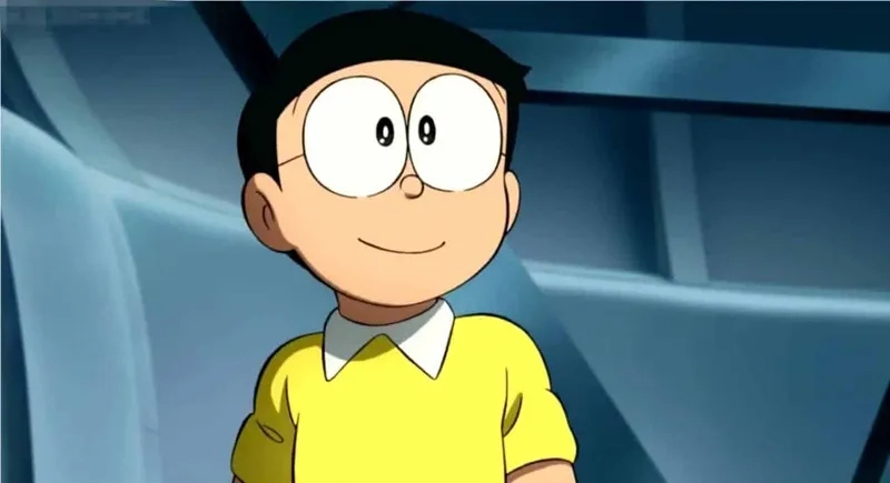 Hình Nobita và Xuka thể hiện tình cảm nhẹ nhàng, ngọt ngào của đôi bạn trẻ.