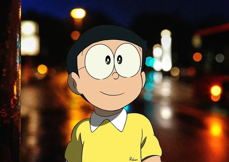 Hình ảnh Nobita và Xuka thể hiện tình yêu và sự gắn kết giữa hai nhân vật.