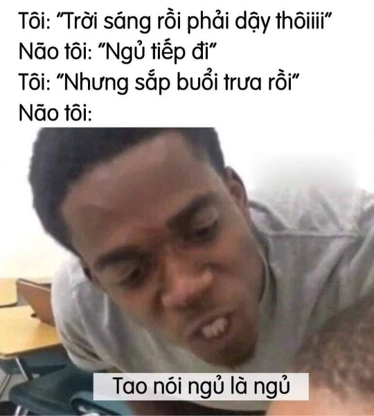 Meme đi ngủ thôi biểu cảm cực kỳ lầy lội.