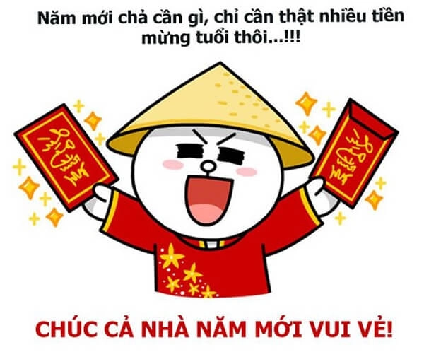 Meme lì xì tết mang lại không khí Tết ngập tràn, đầy vui vẻ và may mắn.