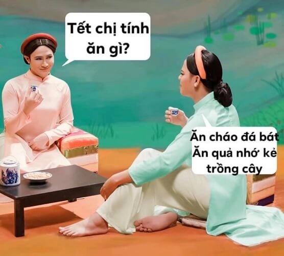 Ảnh tết 2024 meme mang không khí năm mới vui tươi với những bức ảnh dễ thương.