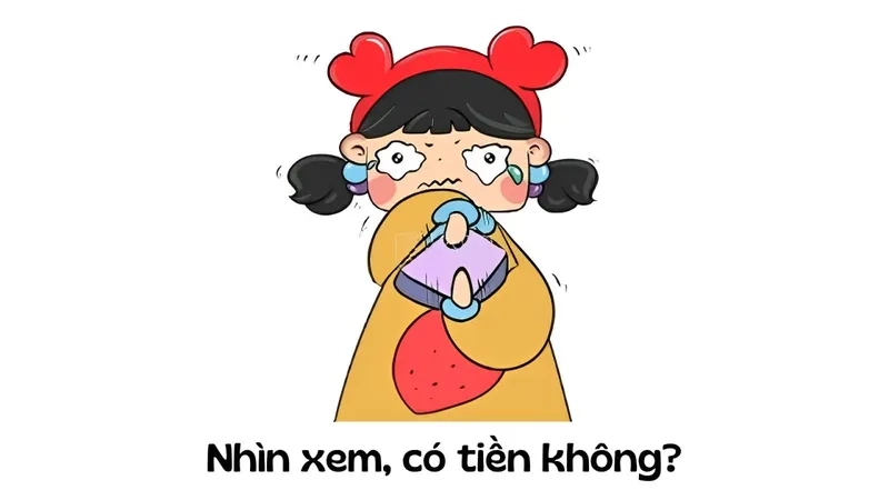 Meme ảnh ví hết tiền ngộ nghĩnh, đầy hài hước.