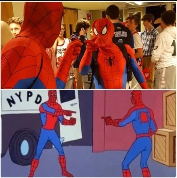 Two spiderman meme, cười thả ga với hình ảnh kinh điển.