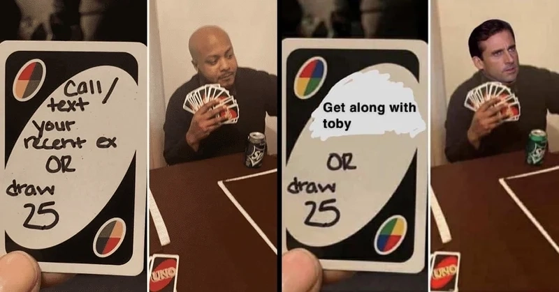 Uno meme card ghi lại những khoảnh khắc thú vị khi sử dụng thẻ trong trò chơi.