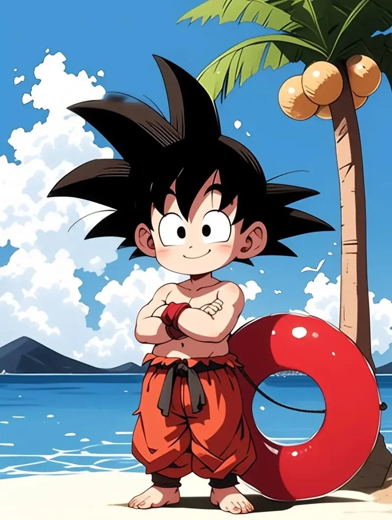 Hình Goku cute, phong cách dễ thương nhưng vẫn đầy uy lực