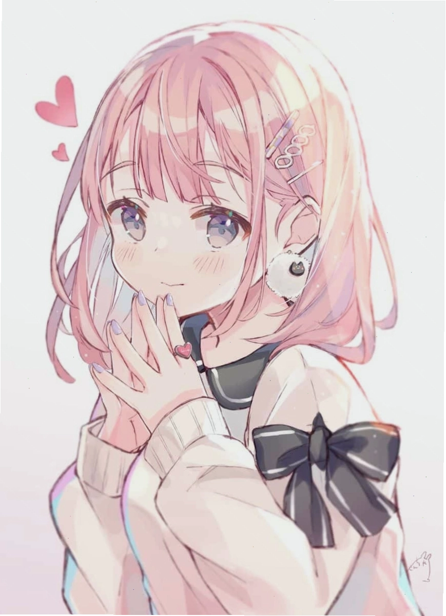 Ảnh anime nữ cute đang uống trà sữa