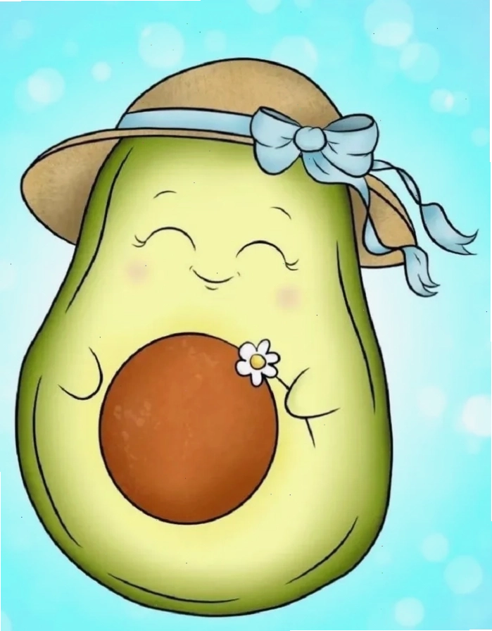 Ảnh avatar quả bơ chibi đáng yêu với đôi mắt to tròn