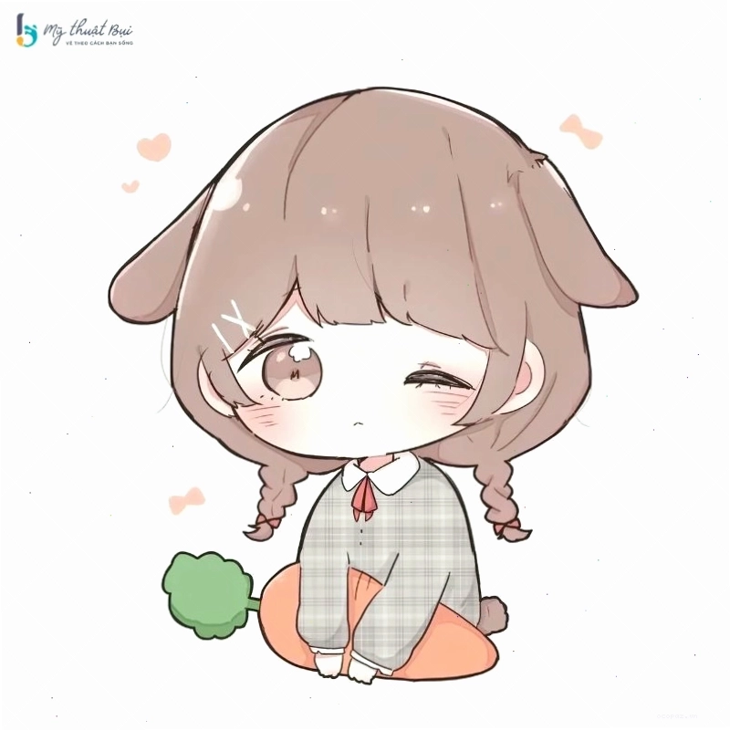 Ảnh chibi cô gái đeo kính, trông thông minh và đáng yêu