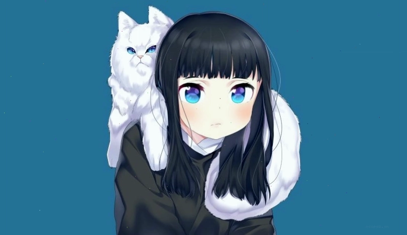 Ảnh mèo anime chibi với đôi mắt to tròn