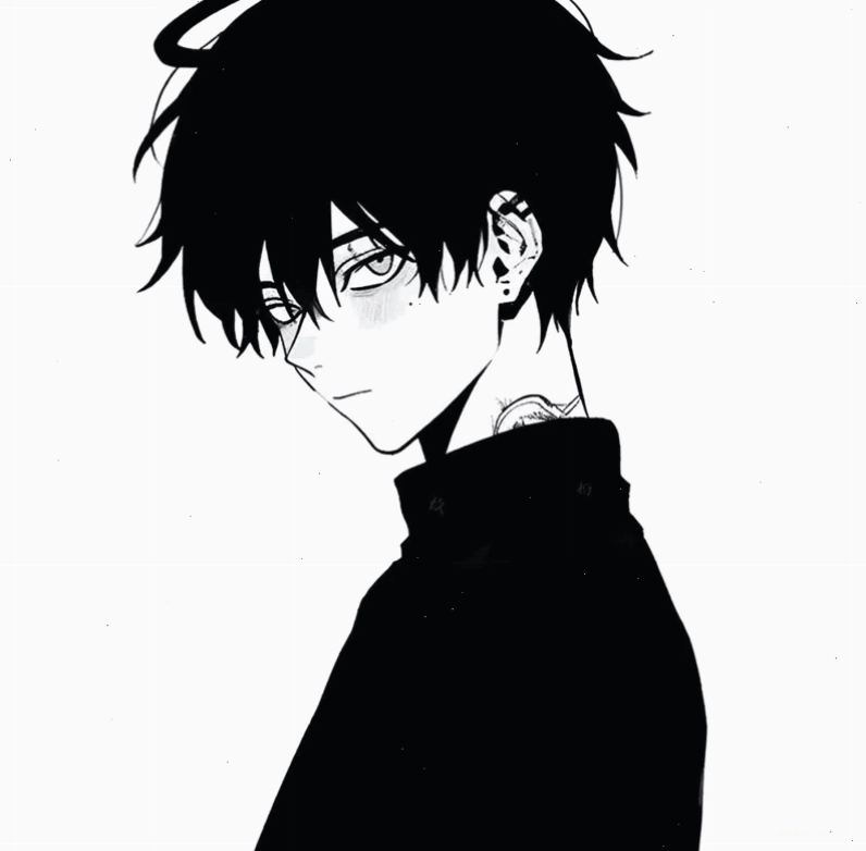 Ảnh trai anime ngầu lạnh lùng với phong cách trắng đen ấn tượng
