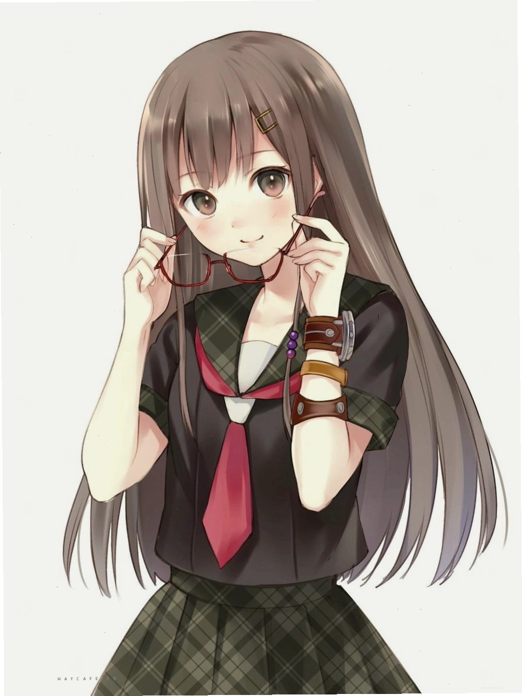 Anime girl đeo kính trí thức