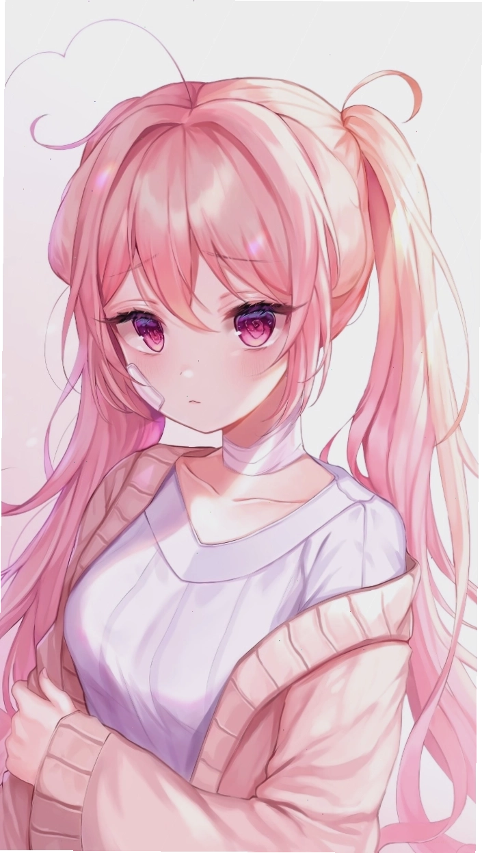 Anime girl tóc hồng dễ thương và cá tính