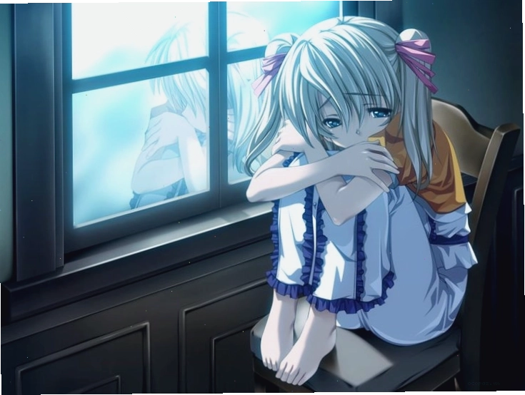 Anime girl tóc xanh đang đứng hóng gió
