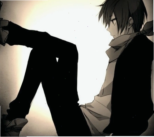 Avatar anime nam buồn đen trắng với nét vẽ tối giản