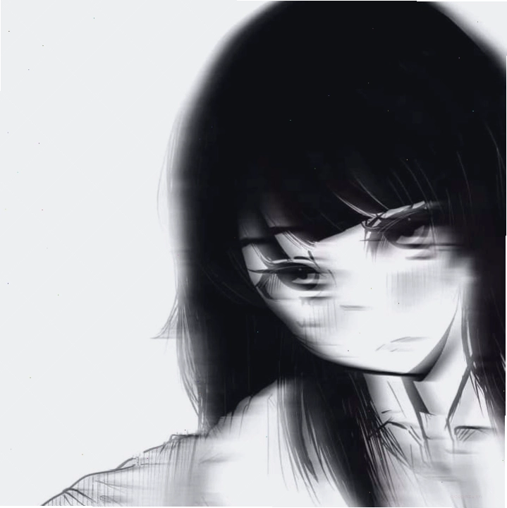 Avatar anime trắng đen cô gái có ánh mắt buồn