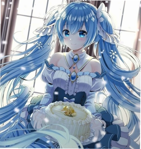 Avatar chibi cô bé với đôi tai mèo màu xanh