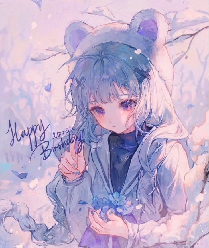 Avatar cô gái anime tóc xanh dương nhìn ra biển