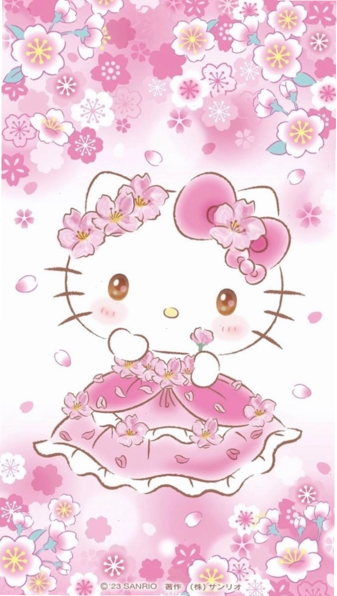 Avatar Hello Kitty cute chibi với đôi mắt to tròn và chiếc nơ đỏ