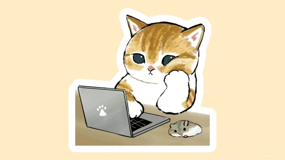 Avatar mèo chibi đang ngáp ngắn ngáp dài