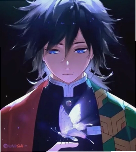 Avatar nam đẹp phong cách anime với mái tóc màu tím và đôi mắt cuốn hút
