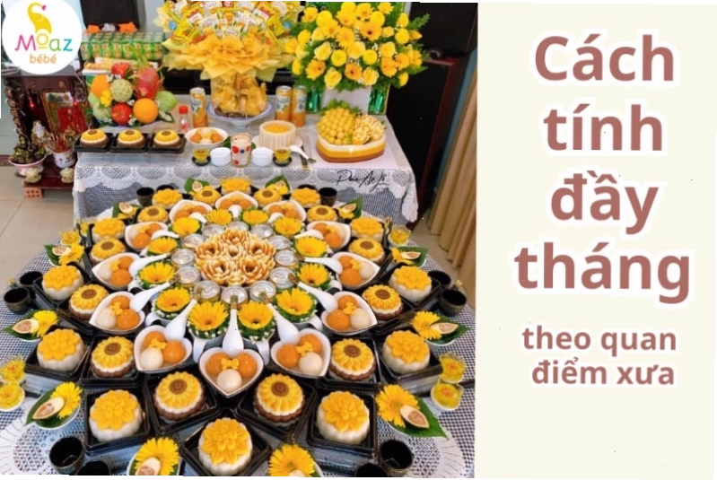 Bàn thờ cúng đầy tháng cho bé với đầy đủ vật phẩm
