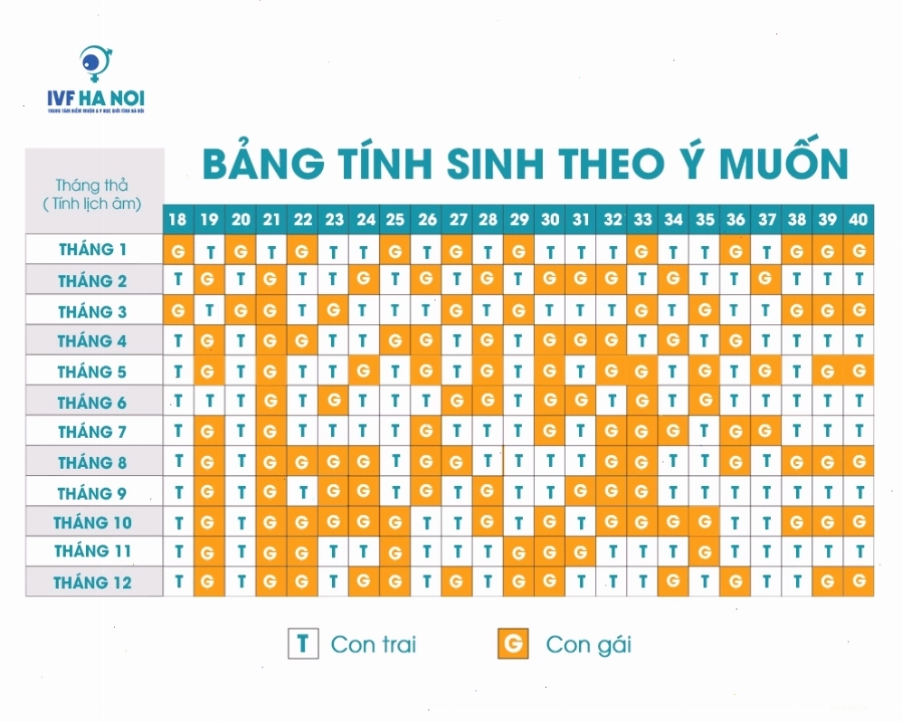 Bảng tính sinh con trai năm 2026 chi tiết theo từng tháng và tuổi của mẹ