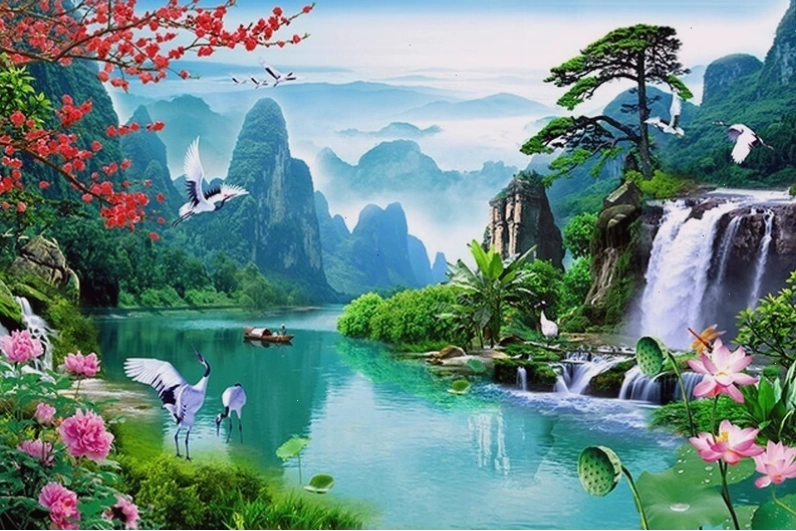 Bầu trời xanh trong vắt với những áng mây trắng xóa