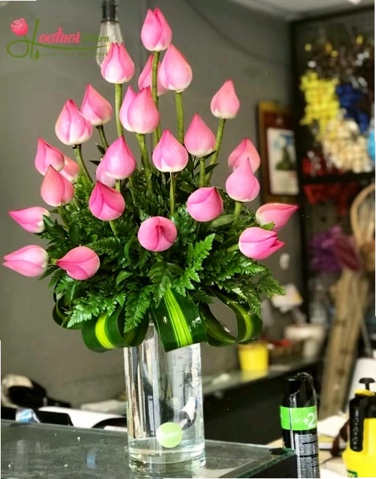 Bình hoa sen cắm lọ thủy tinh đẹp mắt