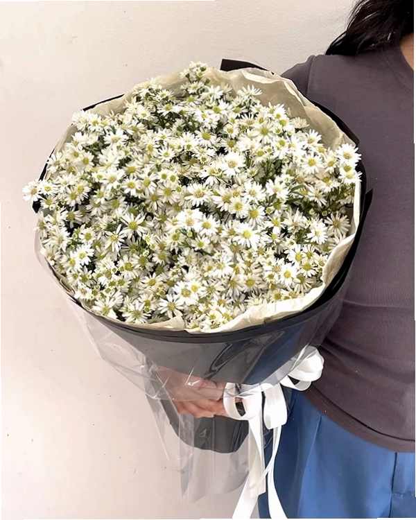 Bó hoa cúc thạch thảo đơn giản nhưng tinh tế