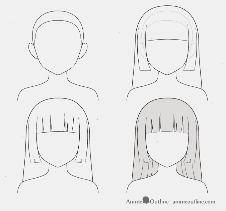 Các bước vẽ tóc Hime anime