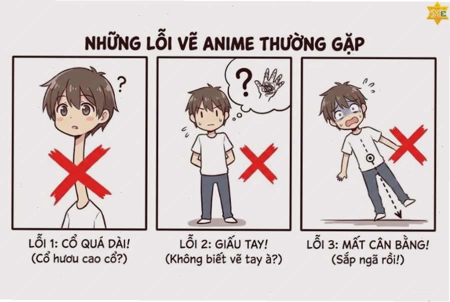 Các lỗi sai thường gặp khi vẽ dáng người anime