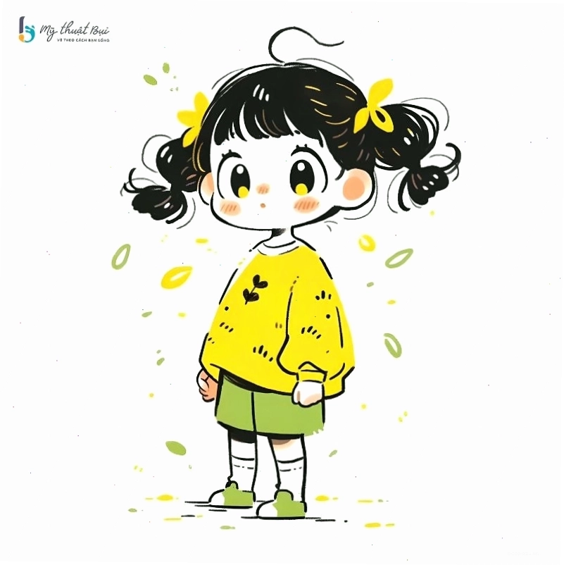 Cận cảnh đôi mắt to tròn và biểu cảm ngộ nghĩnh của nhân vật anime chibi