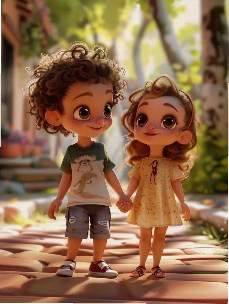 Cặp đôi chibi đáng yêu với trang phục đôi ngọt ngào