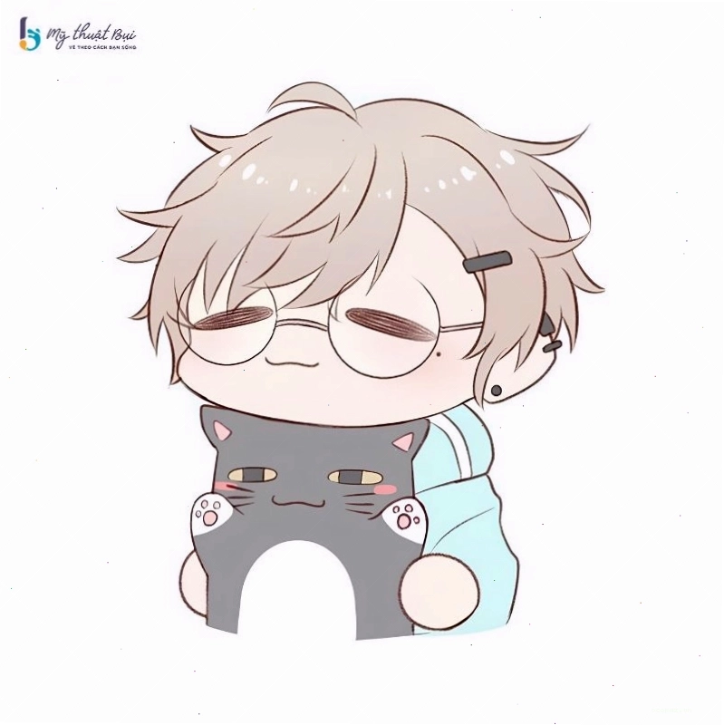 Cặp đôi chibi nam nữ đang nắm tay nhau