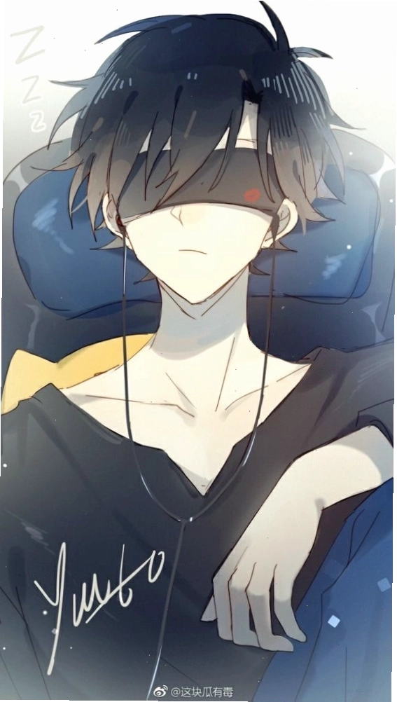 Chàng trai anime cute với mái tóc nâu và biểu cảm ngộ nghĩnh