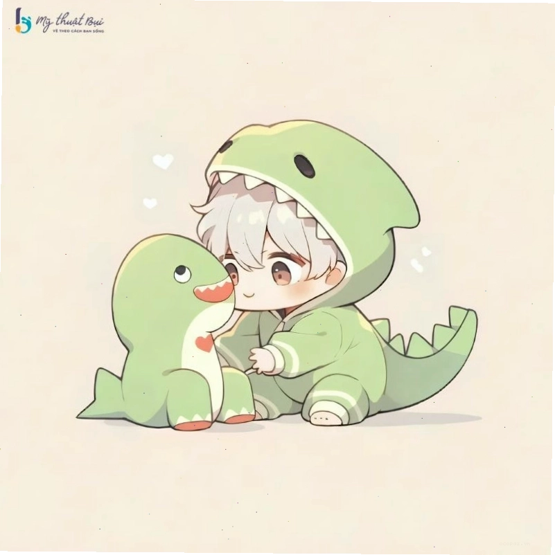 Chàng trai chibi nam với nụ cười tỏa nắng và mái tóc vuốt keo