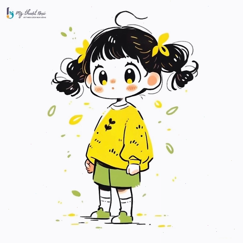 Cô gái anime chibi với mái tóc hồng và trang phục học sinh dễ thương