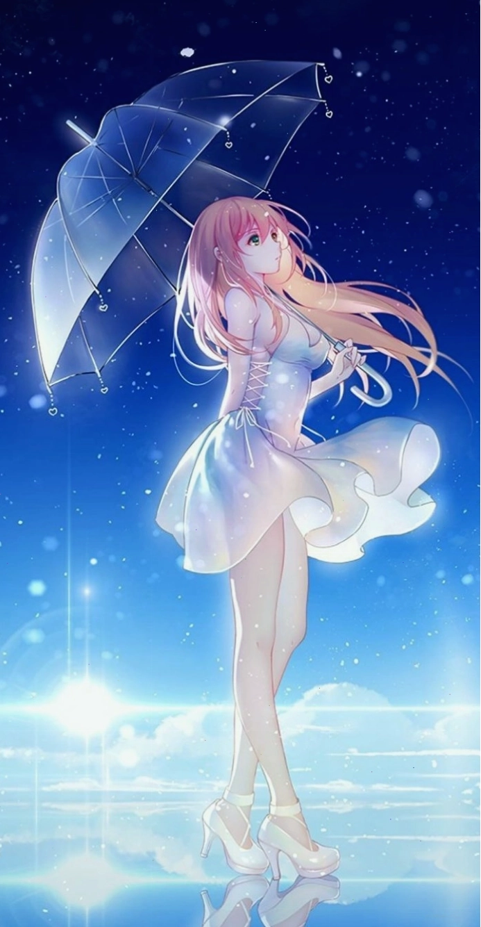 Cô gái anime dễ thương làm hình nền điện thoại