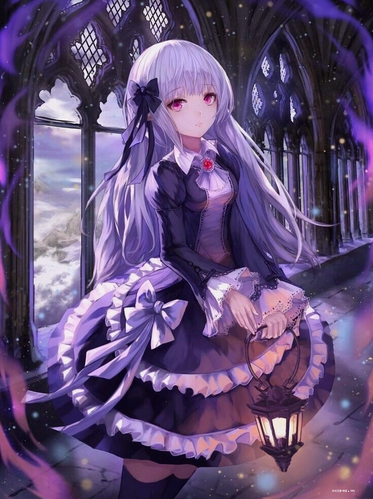 Cô gái anime với phong cách Gothic bí ẩn