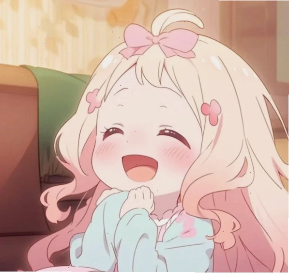 Cô gái chibi với mái tóc hồng và tai mèo