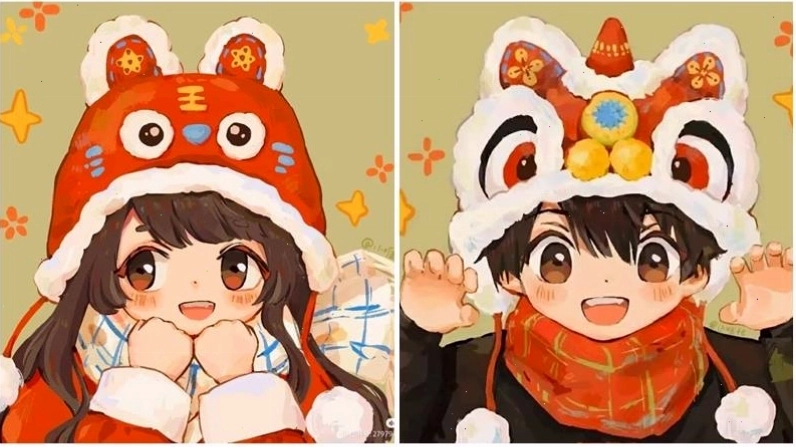 Đôi ta đón Tết, đáng yêu ngất trời với avatar đôi Tết ngầu