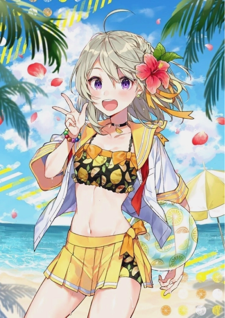 Gái anime mặc đồ bơi liền thân màu đen sang trọng