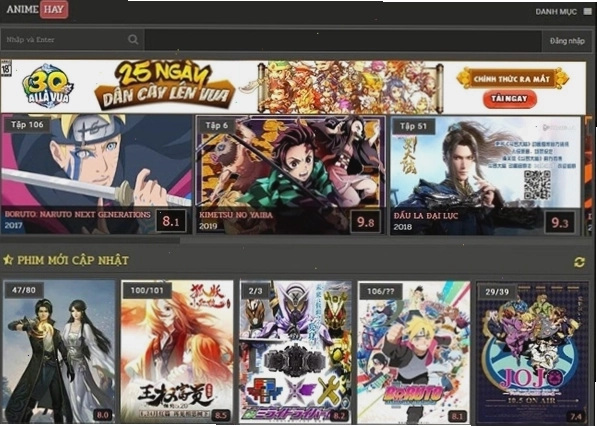Giao diện Animehay.tv