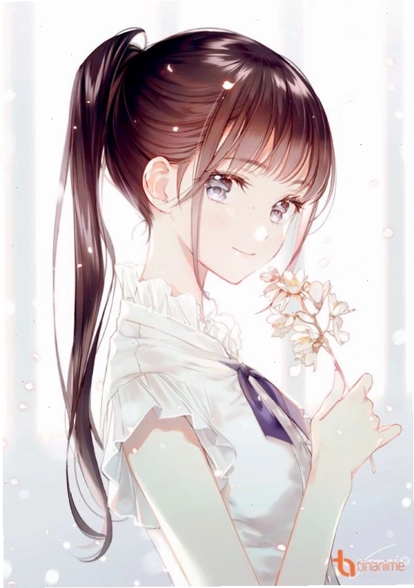 Hình ảnh avatar anime nữ với họa tiết hoa lá nhẹ nhàng