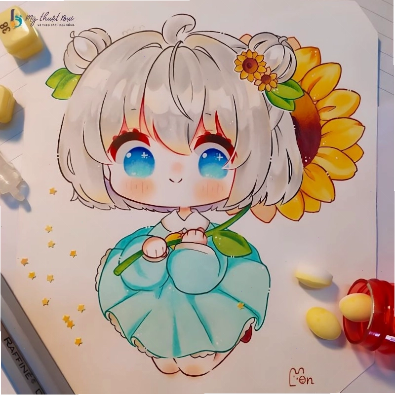 Hình ảnh chibi nữ đang chơi game