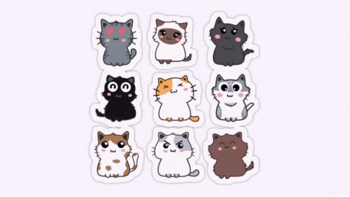Hình ảnh mèo chibi cute với biểu cảm tinh nghịch