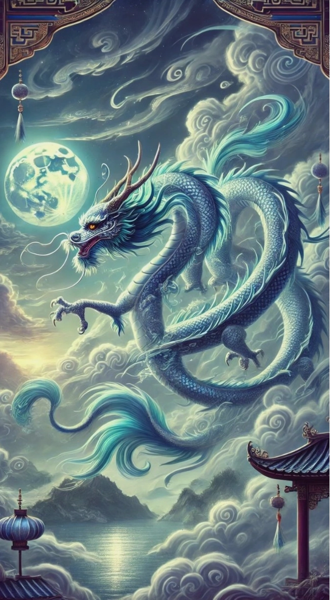 Hình ảnh rồng 3D màu xanh vàng